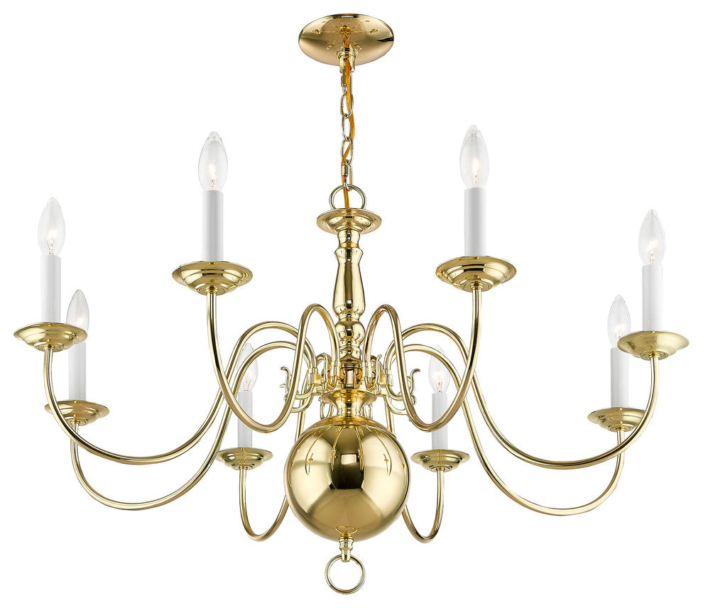 Williamsburgh Chandelier, Polished Brass
