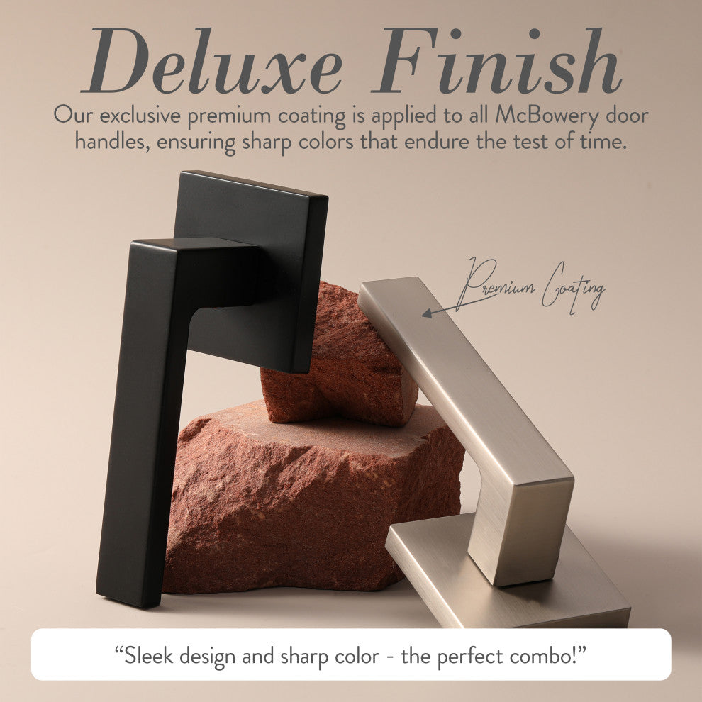 Modern Heavy Duty Designer Interior Door Lever - Allen Collection, Satin Nickel, Privacy Right Hand