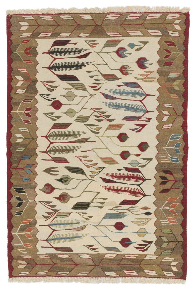 New Handwoven Turkish Kilim Rug 3' 11" x 5' 9", 47 in. x 69 in.