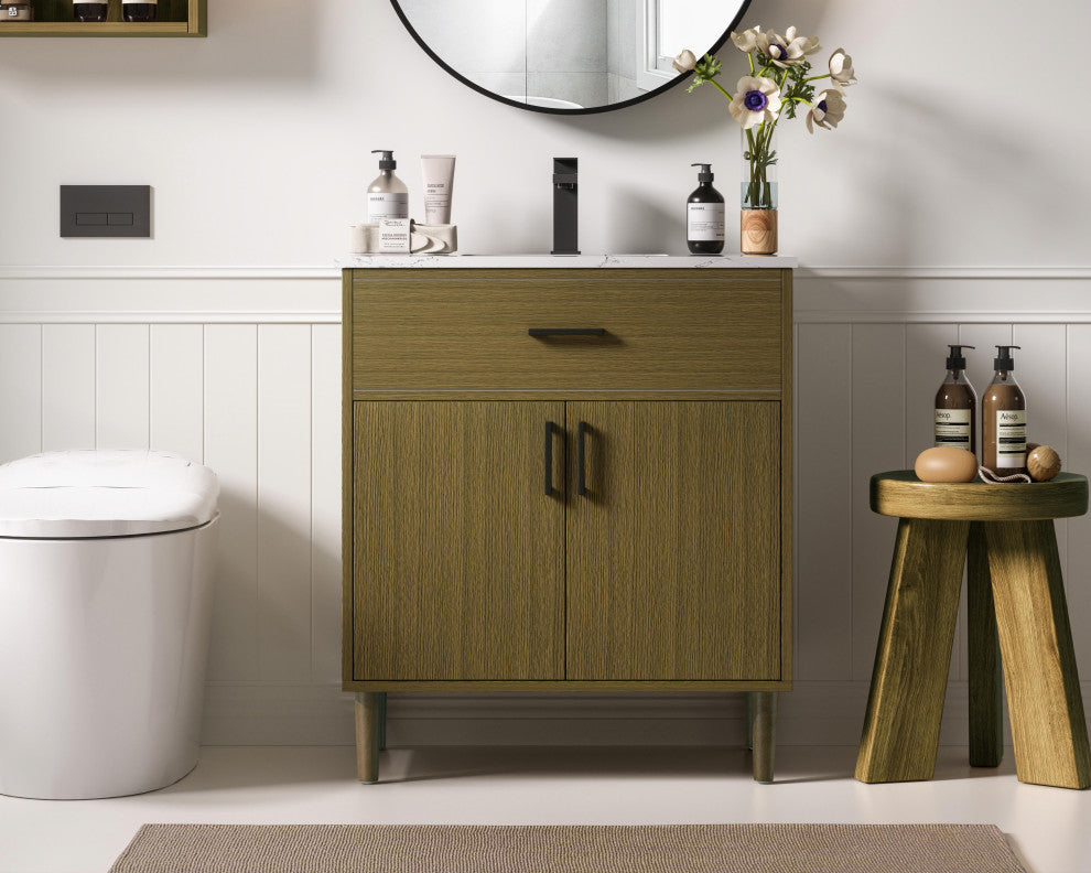Home Living 30" Single Bathroom Vanity, Chestnut Brown