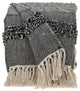 Boho Beige and Black Handloom Weave Throw With Decorative Tassels