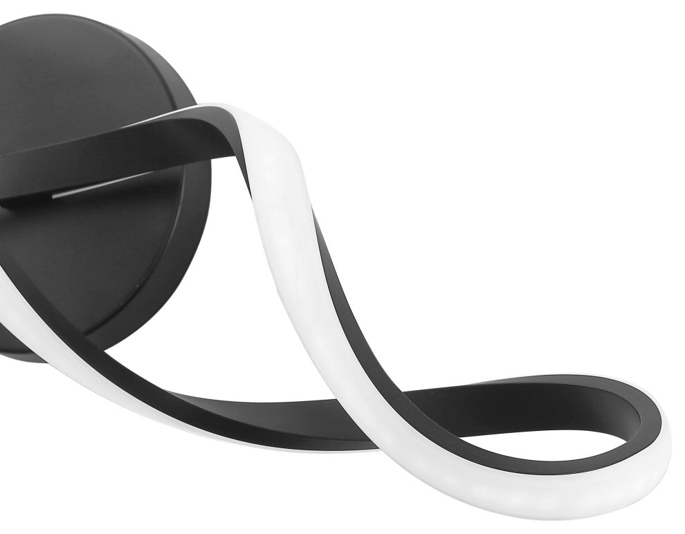 1-Light Modern Wavy Curved LED Vanity Light, Black