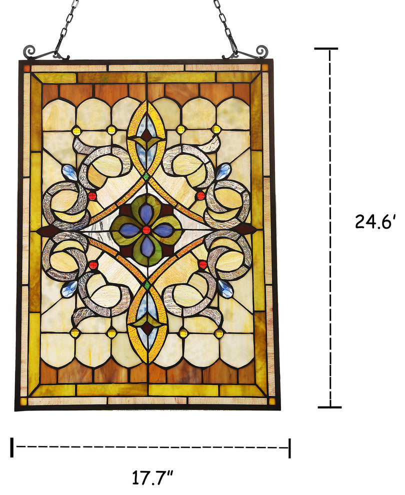 DELILAH Victorian Tiffany-glass Window Panel 24inches Tall