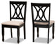 Reneau Modern Sand Fabric Espresso Brown Wood Dining Chair, Set of 2