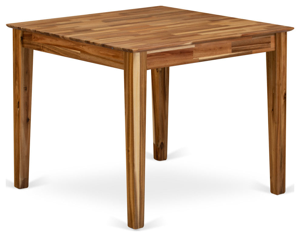Wood Kitchen Table, Walnut Color Top Surface, Table Wooden Legs Walnut Finish