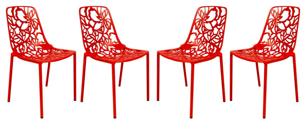 LeisureMod Modern Devon Aluminum Chair, Set of 4