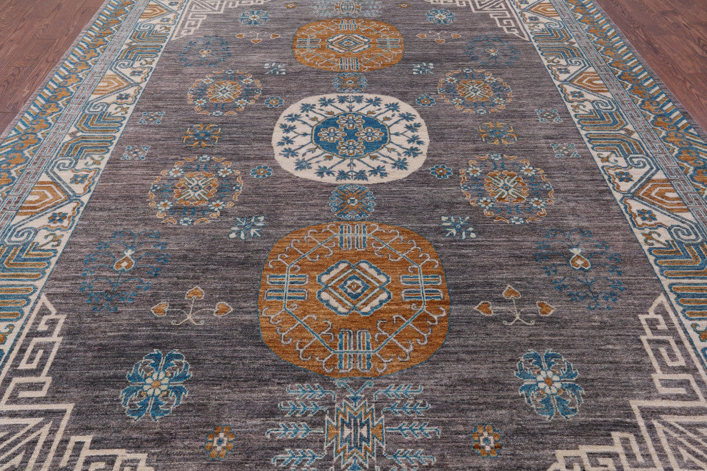 Handmade Khotan Wool Rug 9' 1" X 12' 3" Q9435