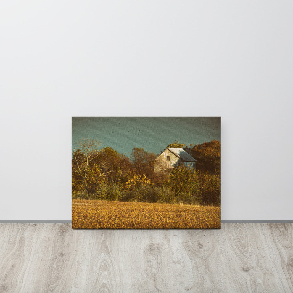 Canvas Wall Decor: Abandoned Barn - Aged Rural Landscape Photo, 18" X 24"