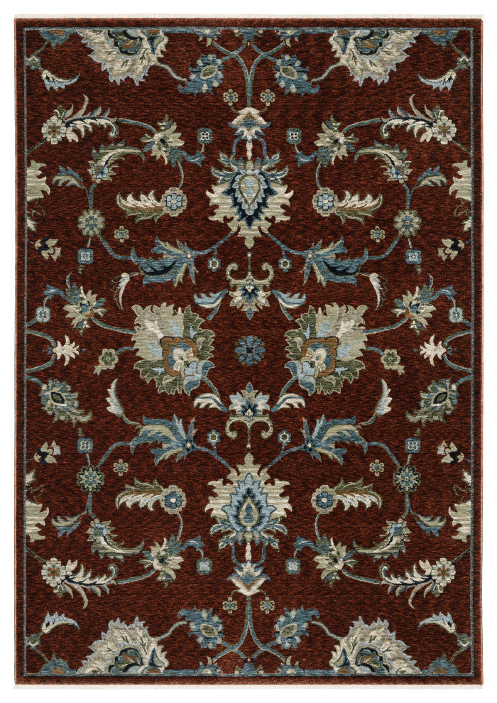 Cary Traditional Floral Area Rug, Red/ Multi, 9'10" X 12'10"