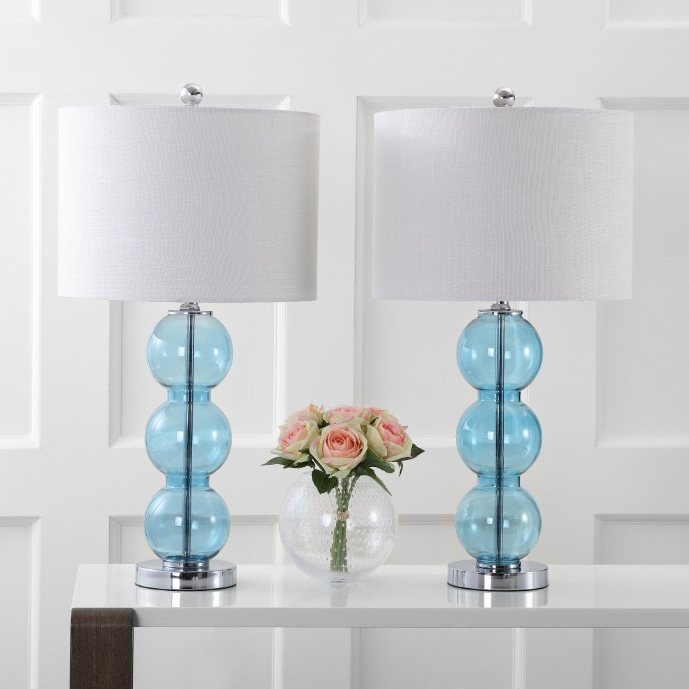 Bella 27" Glass Triple-Sphere Table Lamp, Set of 2