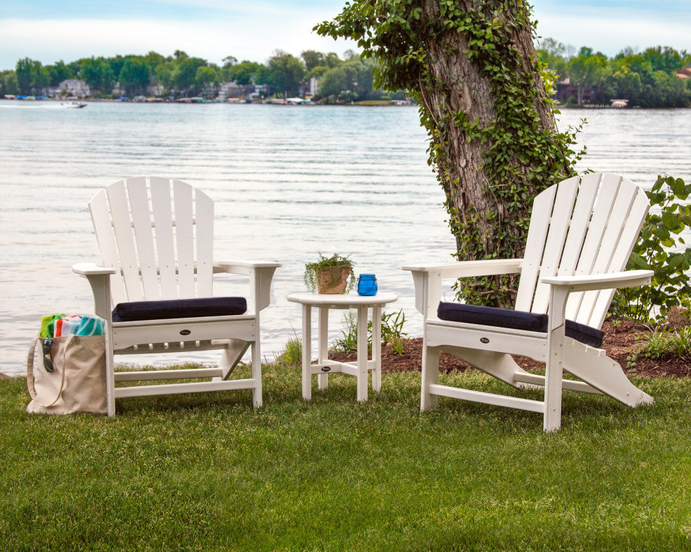 Yacht Club Shellback 3-Piece Adirondack Set, Classic White