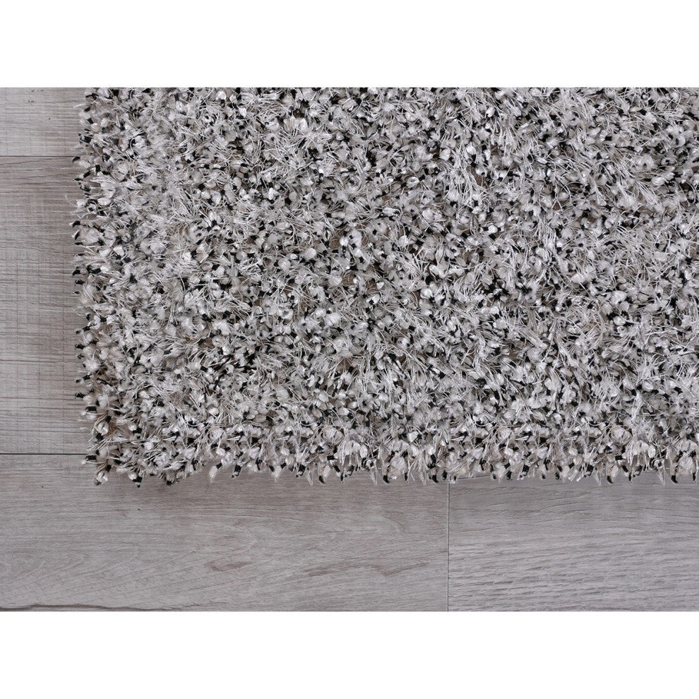 2" x 8" White Textured Modern Runner Rug