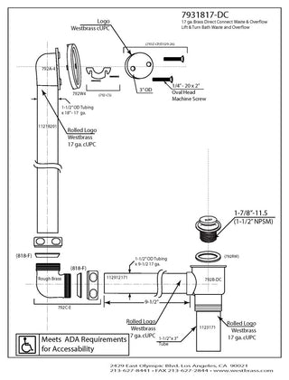 Direct Connect Overflow with Tip-Toe Trim and 2-Hole Overflow Cover, White