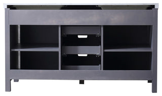 Marsyas 60" Dark Gray Double Bath Vanity Cabinet Carrara Marble Top Square Sinks