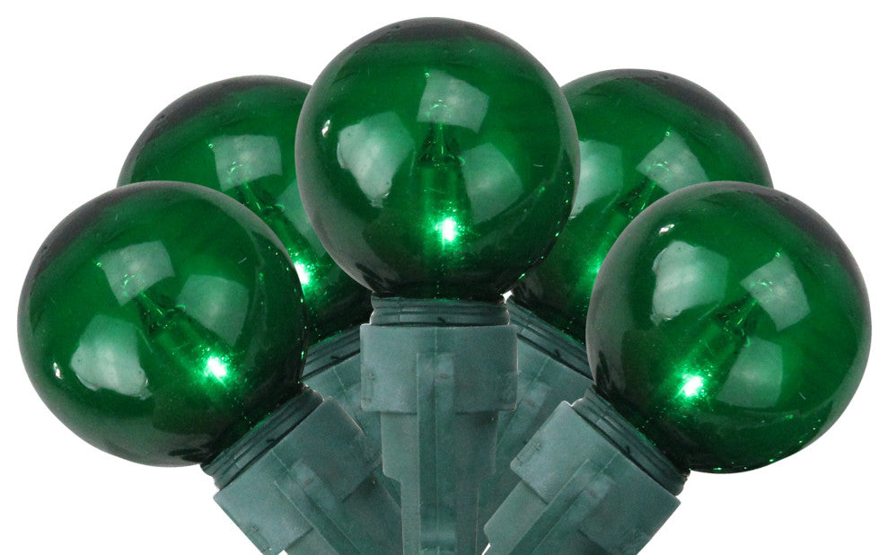 Set Of 35 Green G25 Christmas Lights With Green Wire
