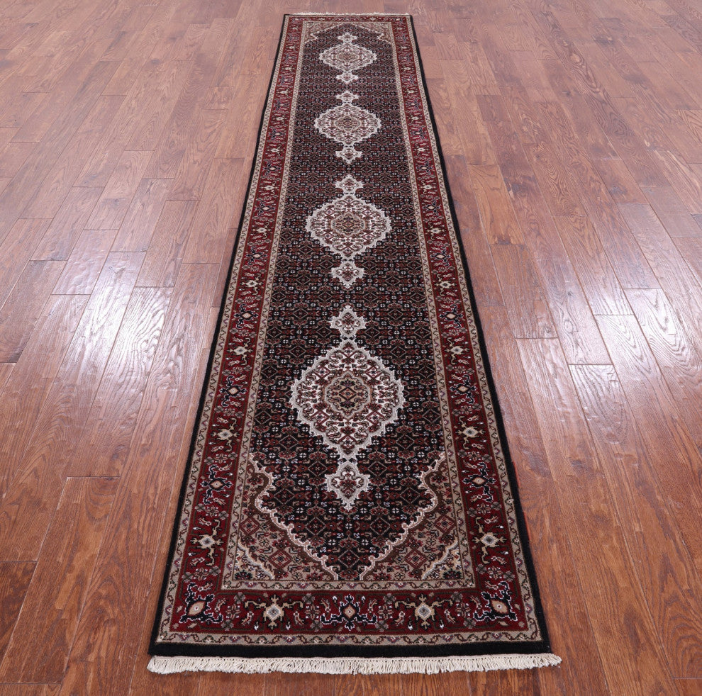 2' 6" X 12' 0" Persian Tabriz Hand-Knotted Wool & Silk Runner Rug - Q13030