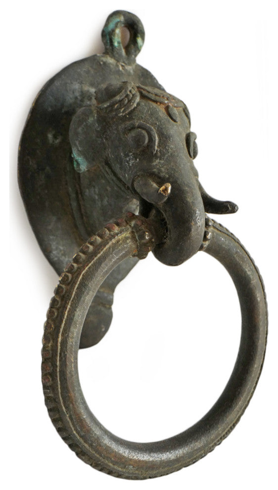 Consigned Old Bronze Elephant Door Knocker