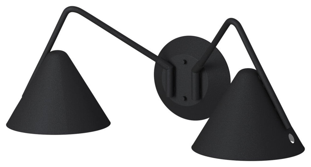 Zag - 2-Light LED Wall Sconce - Textured Matte Black Shade Finish
