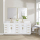 Gavino Vanity With Grain White Composite Stone Top, White/Brushed Gold, 84", With Mirror