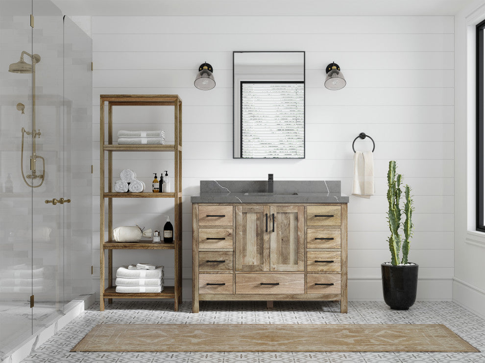 Malibu Mango 48 Single Sink Bath Vanity in Natural 2" Piatra Gray