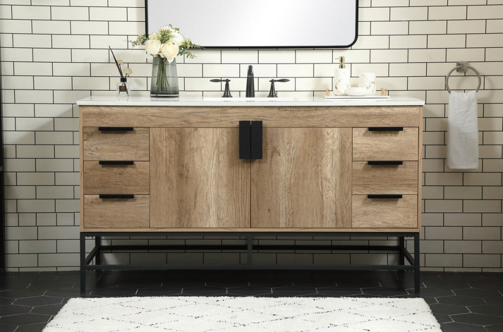 Home Living 22" Modern Natural Oak-Light Bathroom Vanity