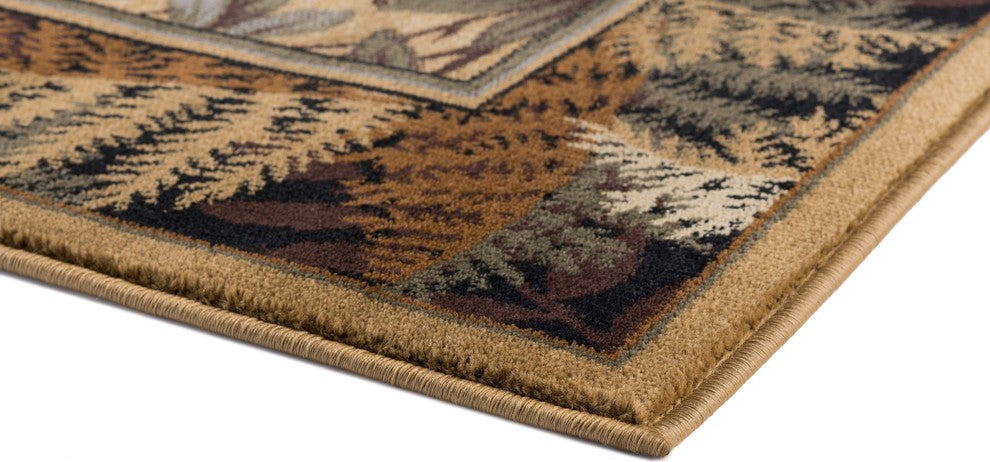 Fern Bear Novelty Lodge Pattern Beige Scatter Mat Rug, 2''x3''