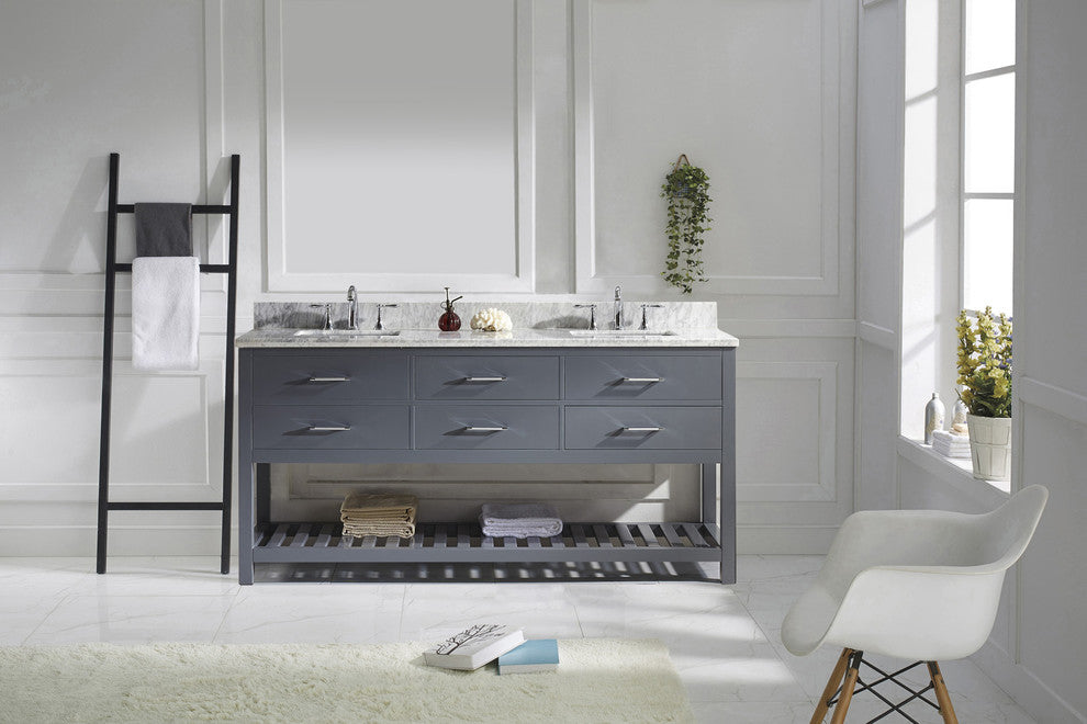 Caroline Estate 72" Double Vanity, Gray, Square Sink