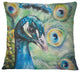 Larger Peacock Watercolor Abstract Throw Pillow, 18"x18"