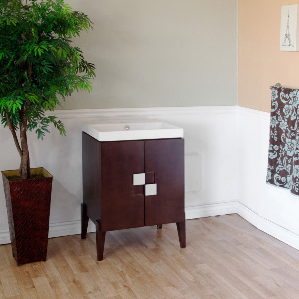 25" Single Sink Vanity-Wood-Walnut