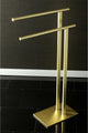 Kingston Brass Double L Shape Pedestal Towel Holder, Brushed Brass