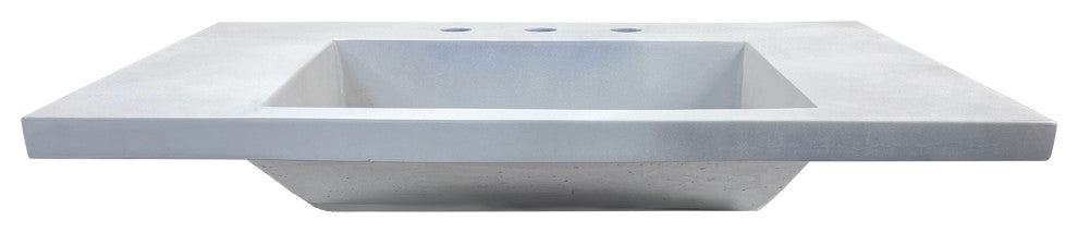 31" Single Concrete Ramp Sink Top with Slope, Light Gray