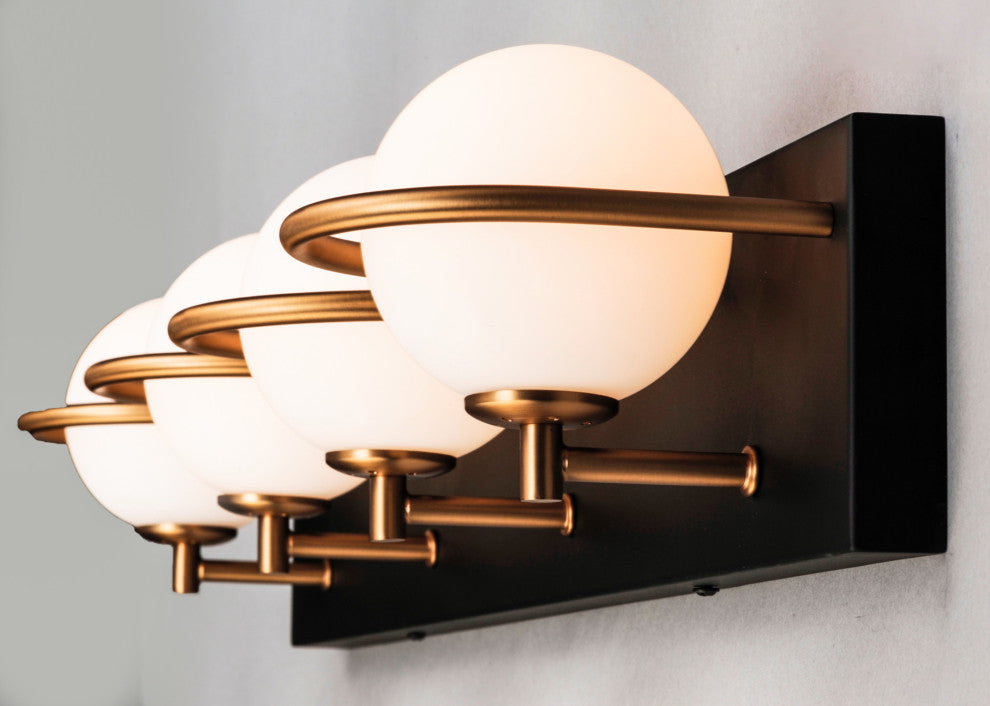 Maxim 21604 Revolve 4 Light 27"W LED Bathroom Vanity Light - Black / Gold /