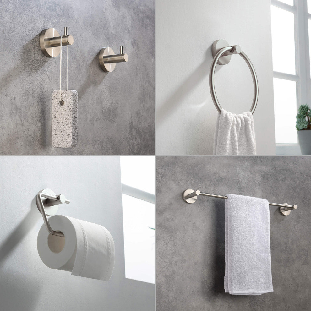 Circular 5-Piece Bathroom Hardware Set, Brushed Nickel