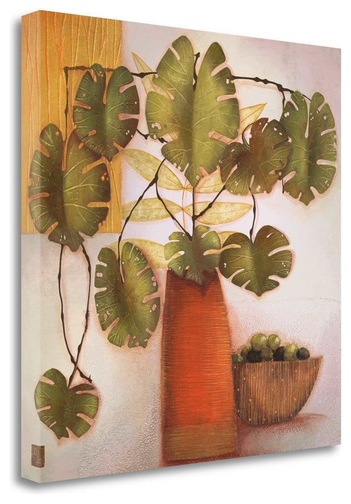 "Olive Bowl And Vase" By Margaret Hughlock, Giclee Print on Gallery Wrap Canvas
