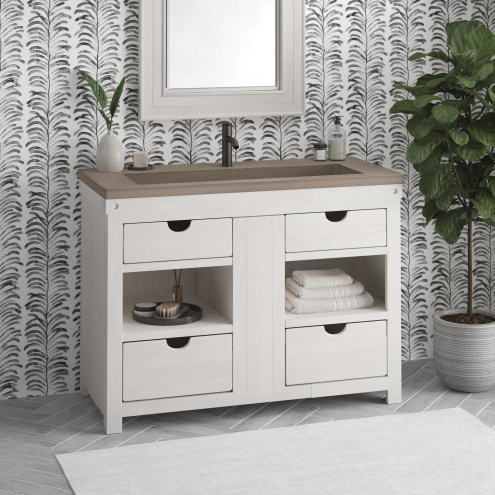 Vintner's Freestanding Single Bathroom Vanity, Blanc, 48"