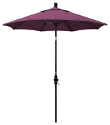 7.5' Bronze Collar Tilt Lift Fiberglass Rib Aluminum Umbrella, Sunbrella, Iris
