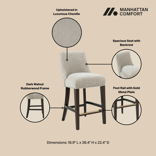 Manhattan Comfort Beever Counter Stool, Taupe, Single
