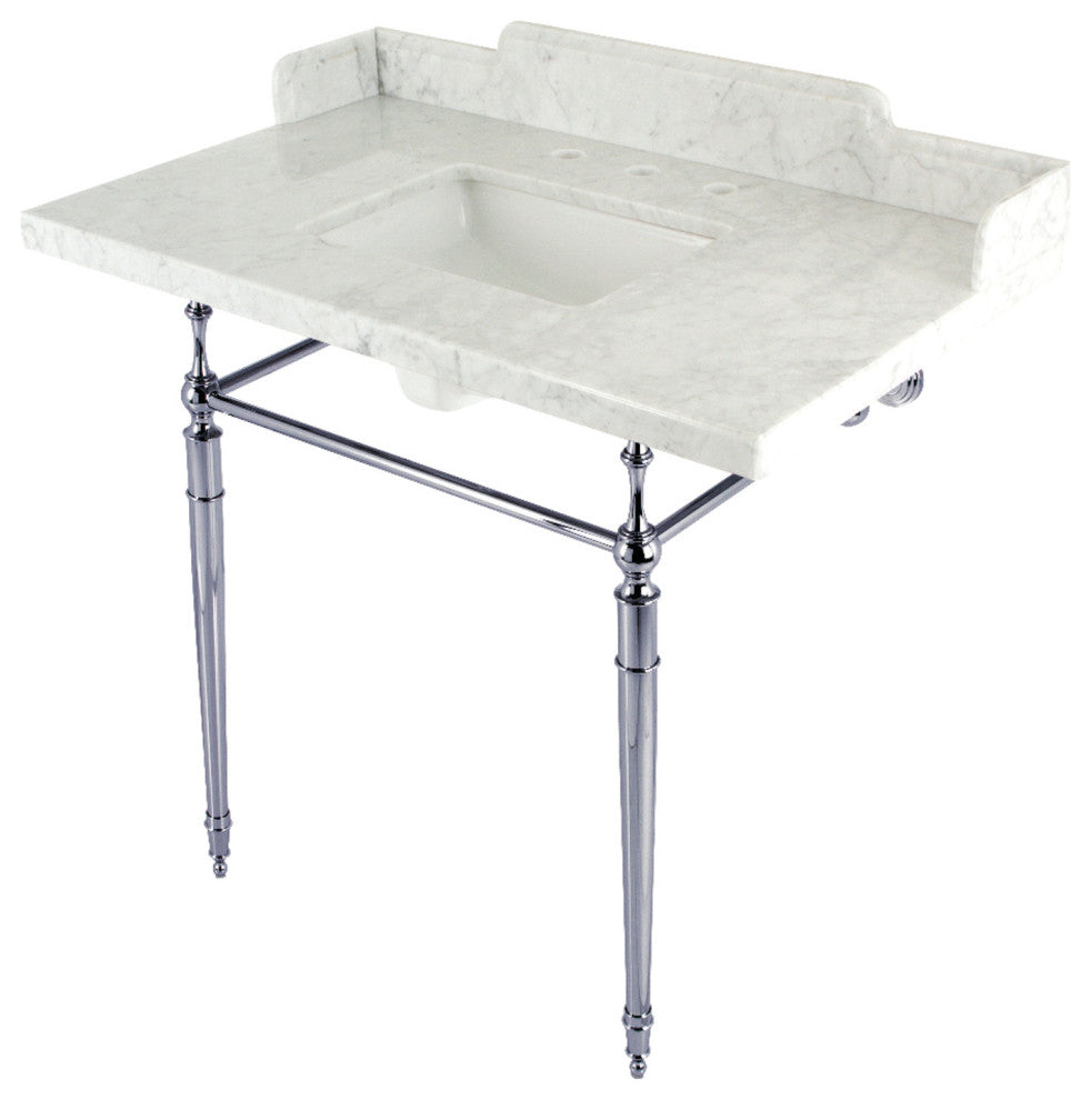 LMS3622M8SQ1 36" Carrara Marble Console Sink with Legs
