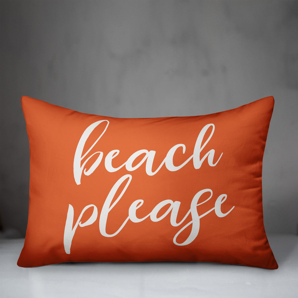 Beach Please Script Outdoor Lumbar Pillow