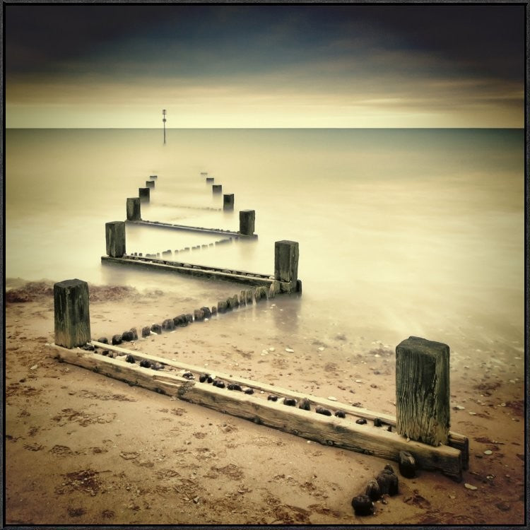 "Beach Memories" Framed Canvas Giclee by Michael Oates, 41x41"