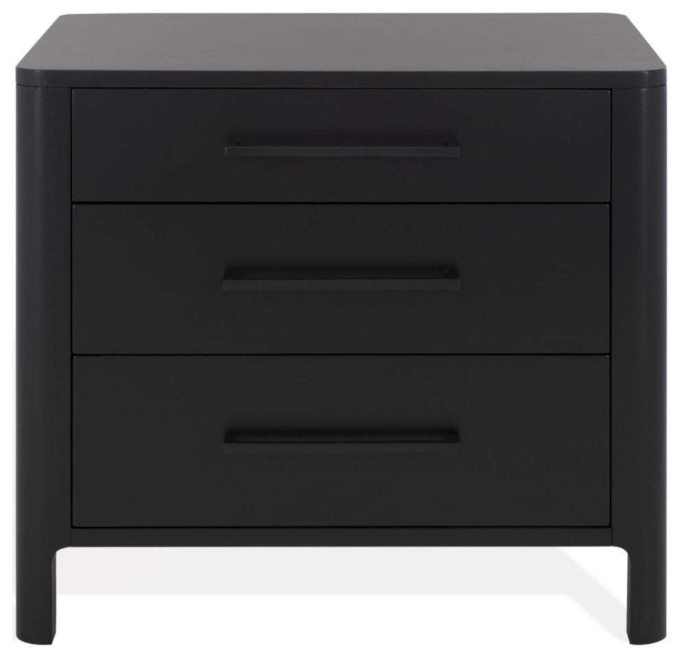 Safavieh Couture Abbiava 3 Drawer Wood Nightstand, Black