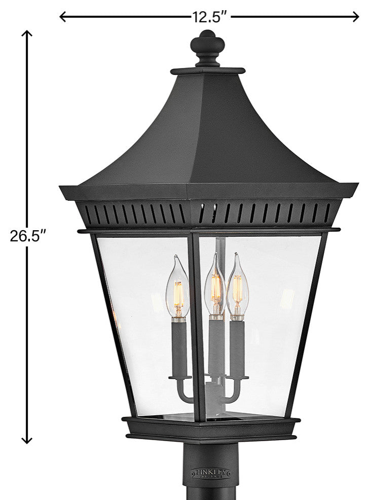 Hinkley Chapel Hill Large Post Top Or Pier Mount Lantern, Museum Black