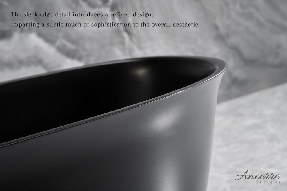 Fiore 67" Freestanding Solid Surface Bathtub, Black