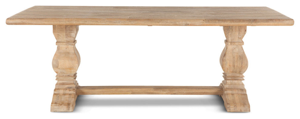 French Farmhouse Solid Wood Trestle Dining Table 72"