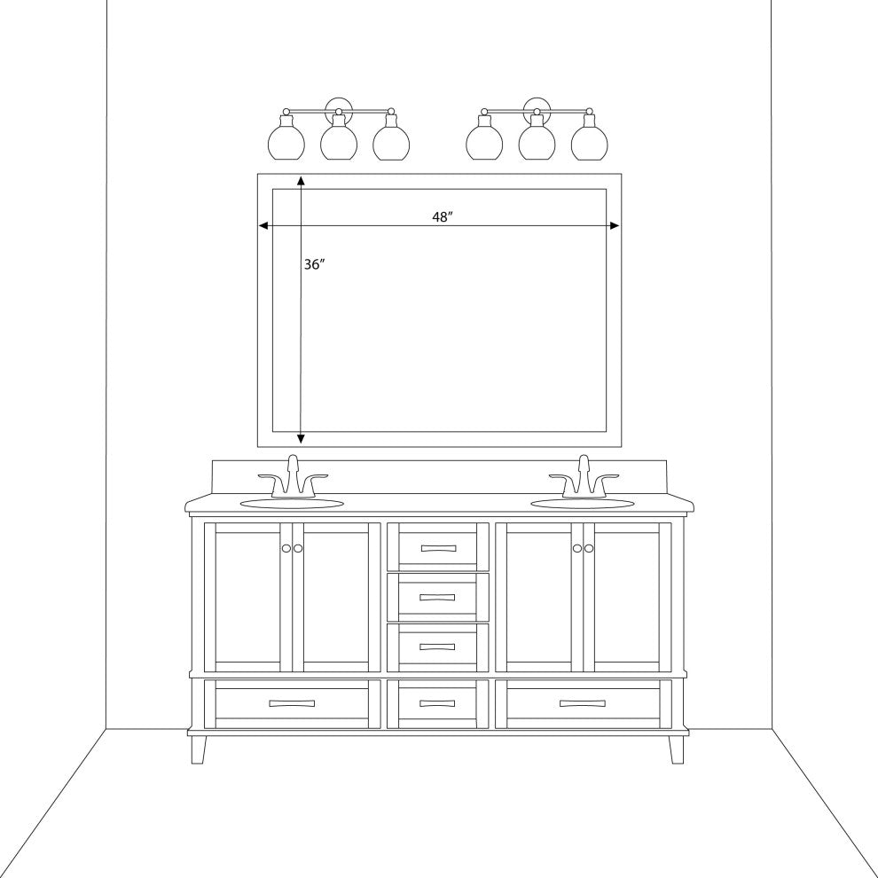 Meade Framed Wall Mirror, Satin Nickel, 36"x48"
