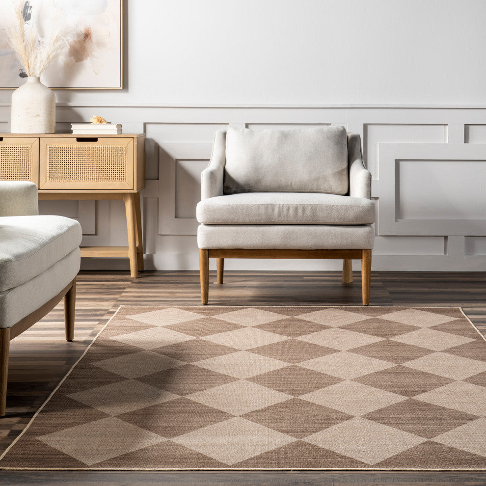 Nuloom Abi Checkered Easy-Jute Washable Rug, Natural 3' x 5'