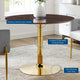 40" Dining Table, Round, Gold Walnut, Metal, Modern Cafe Bistro Hospitality