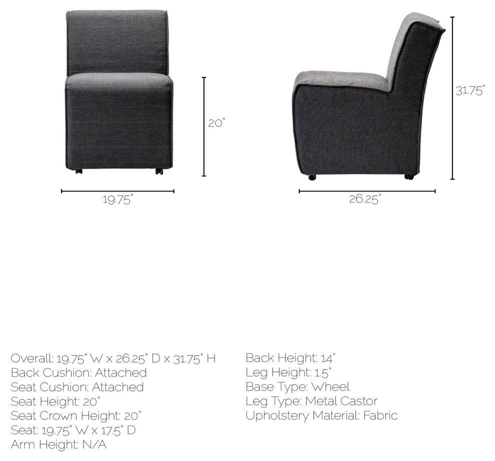 Damon Fully Upholstered Dining Chair, Set of 2, Gray