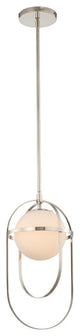 Lennox 9" Mini Pendant in Polished Nickel with White Frosted Glass