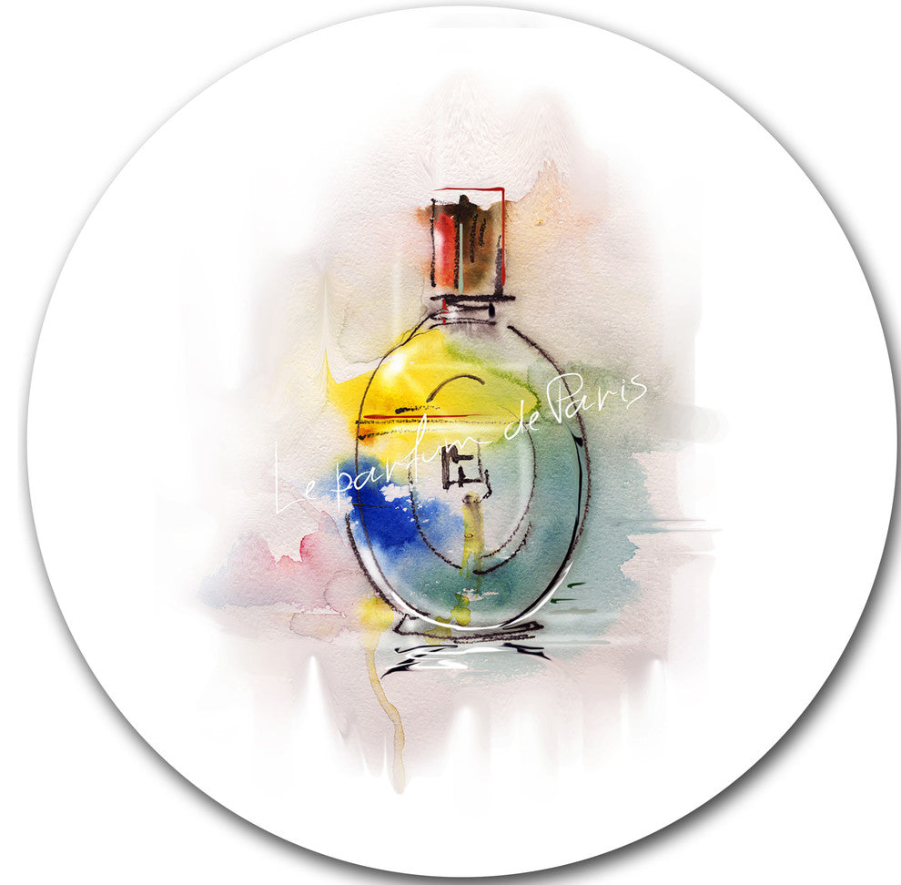 Perfume Bottle, Contemporary Disc Metal Wall Art, 23"